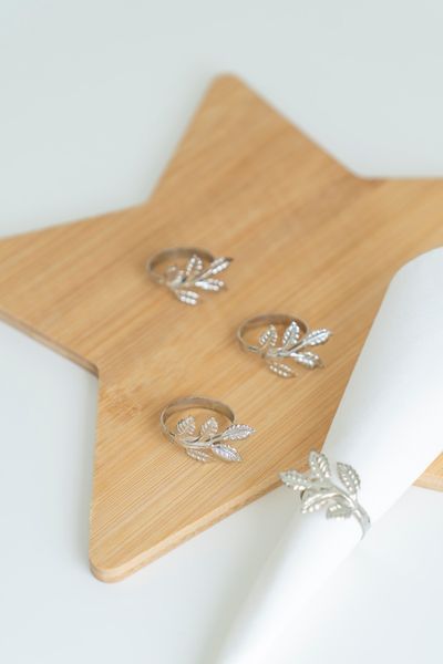 Hovedbilde Serviettring 4pk Blad - Sølv