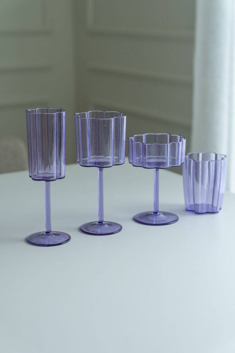 Blomst drikkeglass – 300 ml – lilla