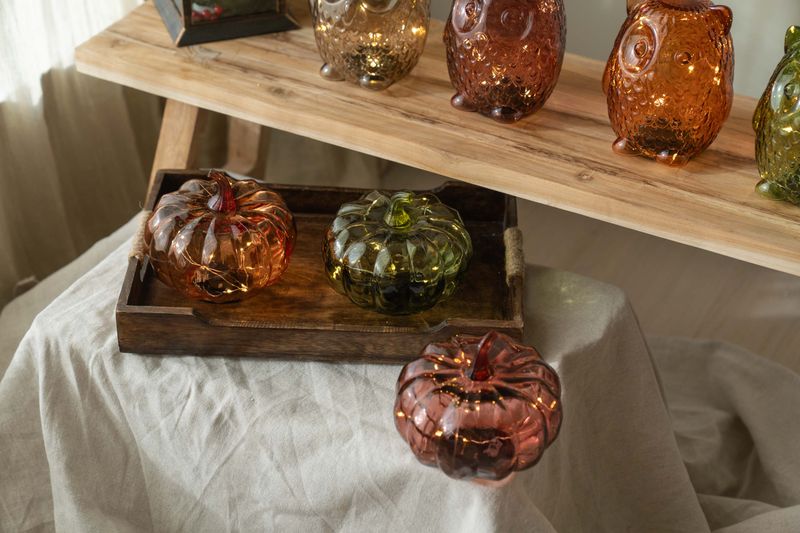 Glasgresskar LED 13cm - Oransje