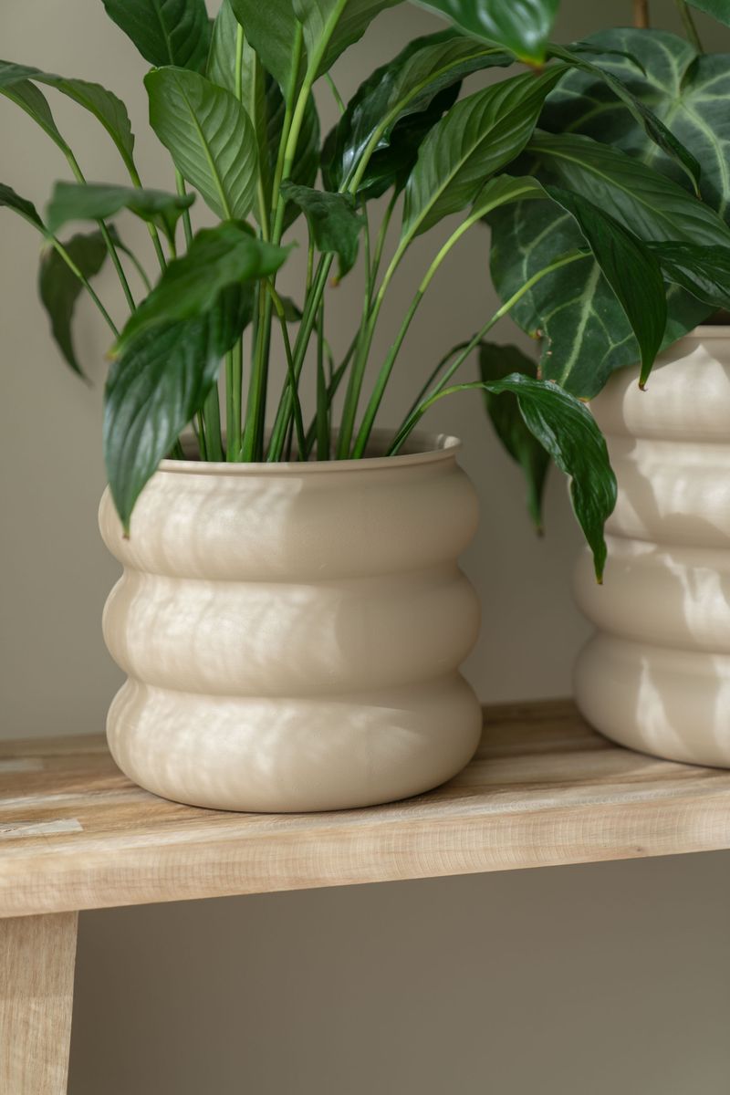 Blomsterpotte galvanisert – 3pk – lys brun